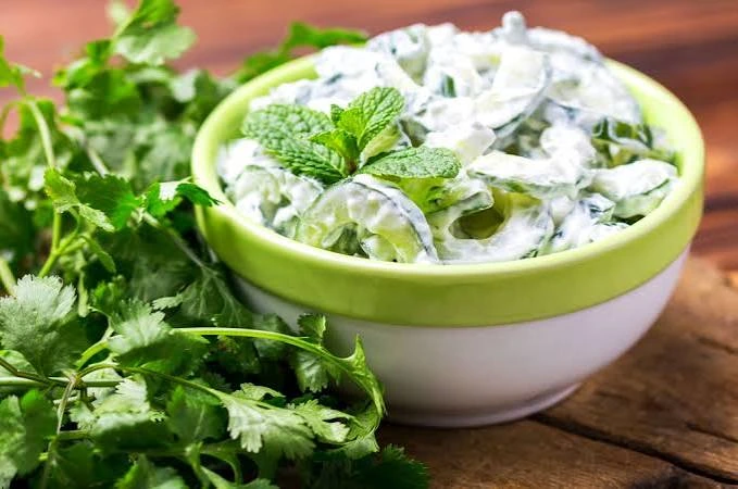 salad and raita